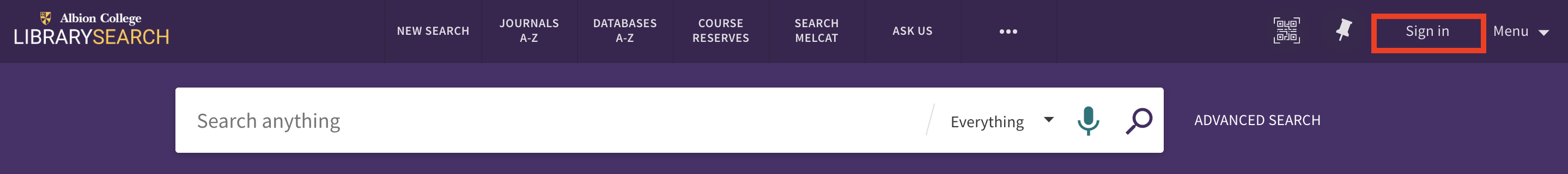 Screenshot illustrating how to sign in to LibrarySearch