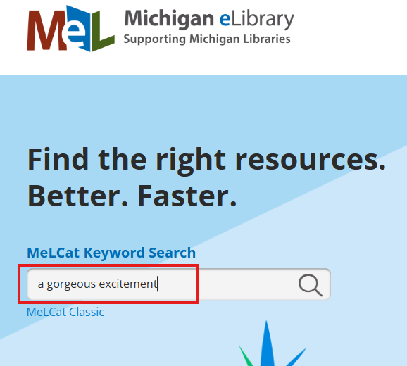 Screen shot of MeLCat search box