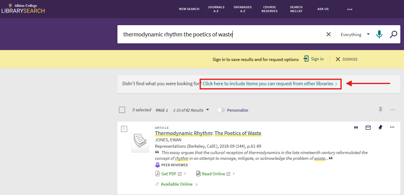 screen shot illustrating how to search items you can request from other libraries